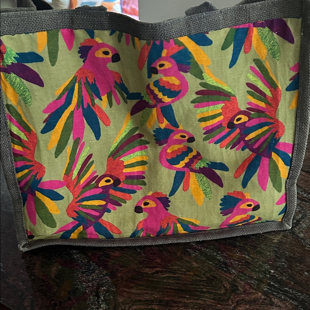 Colorful Parrot Print Bird Carrier Tote